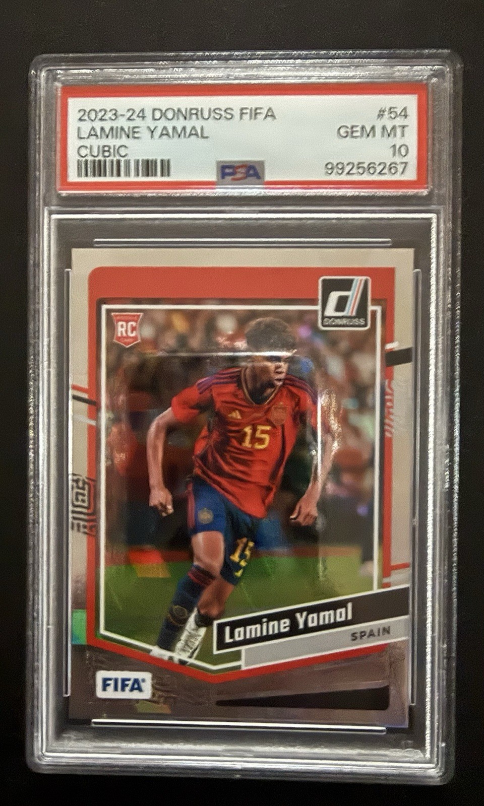 2023-24 DONRUSS PANINI FIFA LAMINE YAMAL OPTIC HOLO #54 RC ROOKIE PSA 10
