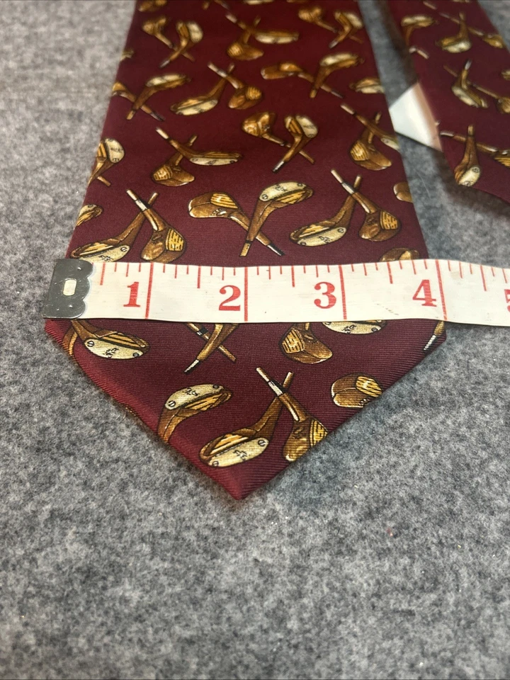 Corbata para hombre Les Copains pilotos de golf y madera 100 % seda vintage nueva con etiquetas Foto 2 de 4