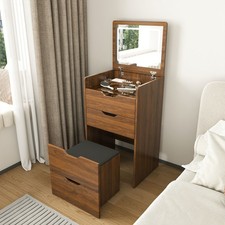 3 in 1 Vanity Desk with Flip Top Mirror and Lights, Hidden Chair, 3 Light Mode