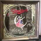 VINTAGE MILLER HIGH LIFE Girl on the Moon 19”x19” BEER MIRROR BAR SIGN 1980