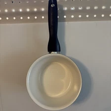 Green Pan 1 Quart Saucepan w/Lid Black w/White Interior EUC