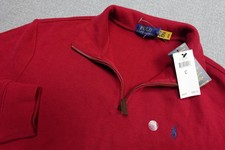 Polo Ralph Lauren Quarter Zip Sweater Mens Large Red Cotton Mock Neck Pony Logo