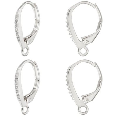 1 Box 8Pcs Leverback Earring Hooksy Brass Cubic Zirconia French Earring Silver