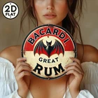 Vintage Bacardi Great Rum 8x8 Inch Round Aluminum - Black Bat Tin Metal Signs