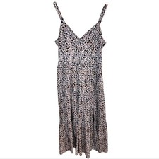 Paige Colorful Floral Spaghetti Strap Midi Dress Tiered Hem Size Small Boho