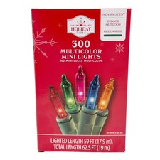 Holiday Time 300-Count Indoor and Outdoor Multicolor Mini Christmas Lights NEW