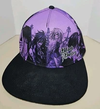 Black Butler Snapback Hat purple and black with manga design