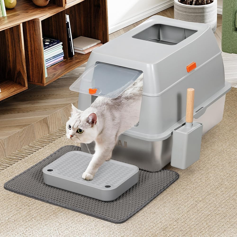 Lettiera Acciaio Inox Gatto XXL 35L: Design Antiodore e Anti-batterico