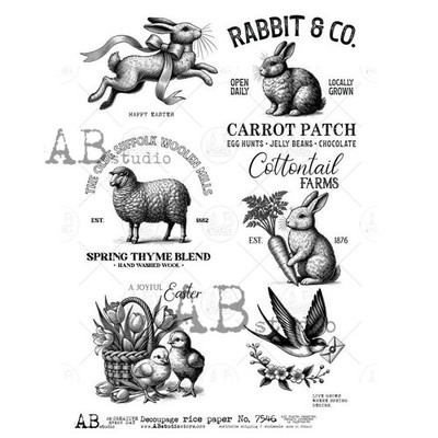 Spring Labels #7546 | A4 Rice Paper for Decoupage | AB Studios