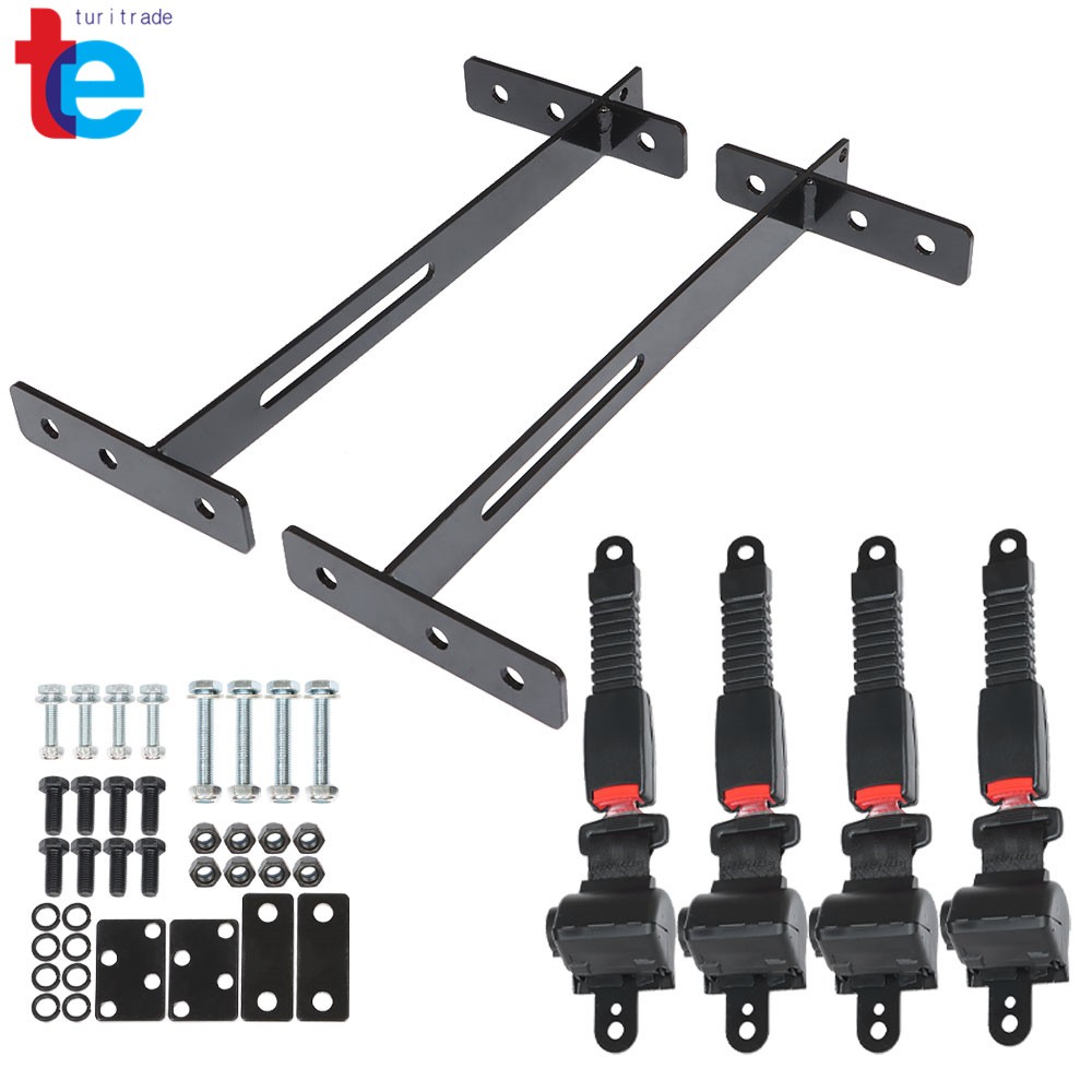 4 Retractable Golf Cart Seat Belts and Bracket Kit For EZGO 