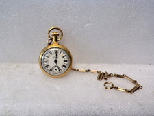 Westclox Gold Tone Pocket Watch Roman Numerals Wind Up RUNS