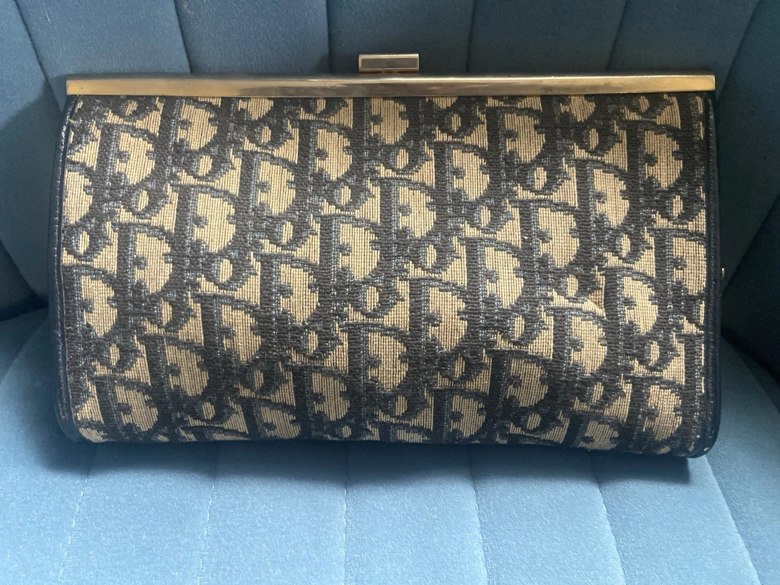 Sac à main trotteur Christian Dior beige marine vintage 