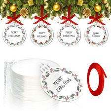 Jetec 40 Pieces Christmas Acrylic Ornament Blanks 3 Inch Clear 3 Inch, Red