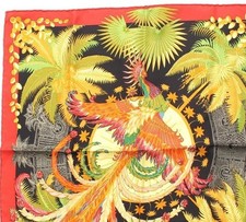 HERMES Carre 45 MYTHIQUES PHOENIX Silk Scarf Bandana Red Multicolor No Box Used