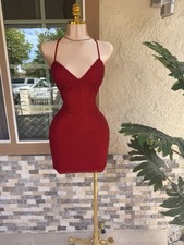 Womens Red Studded Mini Dress Party Clubwear Size Small