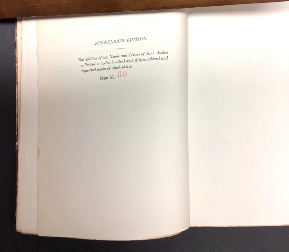 1906 HTF Jane Austen STONELEIGH EDITION 12 Volume Set ~ Numbered 60 out of 1250! - Image 2 of 4