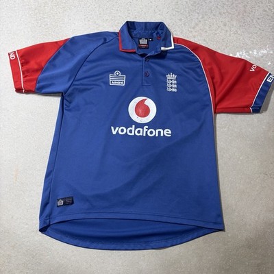 England Cricket Shirt Medium Blue Admiral Vodafone Jersey Kit