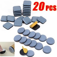 Round Furniture Gliders Self Adhesive Teflon Sliders Floor Mover Pads Grey