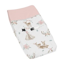 Sweet Jojo Designs Blush Pink Mint Green And White Boho Changing Pad Cover For