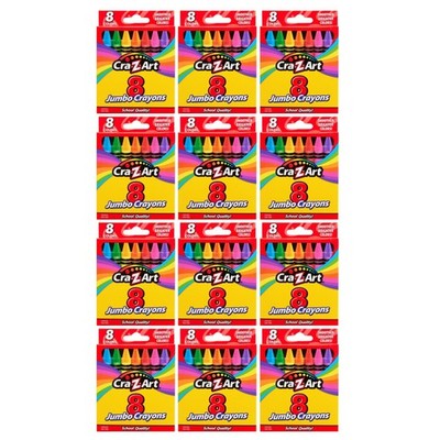 Bulk Crayons 12 Packs Jumbo 8 Count Vibrant School Classroom Art Supplies