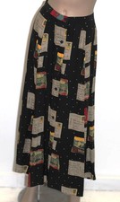 Dana B Karen Vintage Silk Postcard Print Skirt Size 10