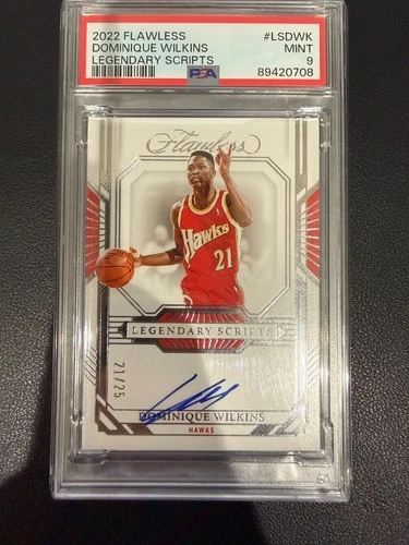 Dominique Wilkins 2022 Flawless Legendary Scripts /25 Auto Hawks PSA 9 Jersey #