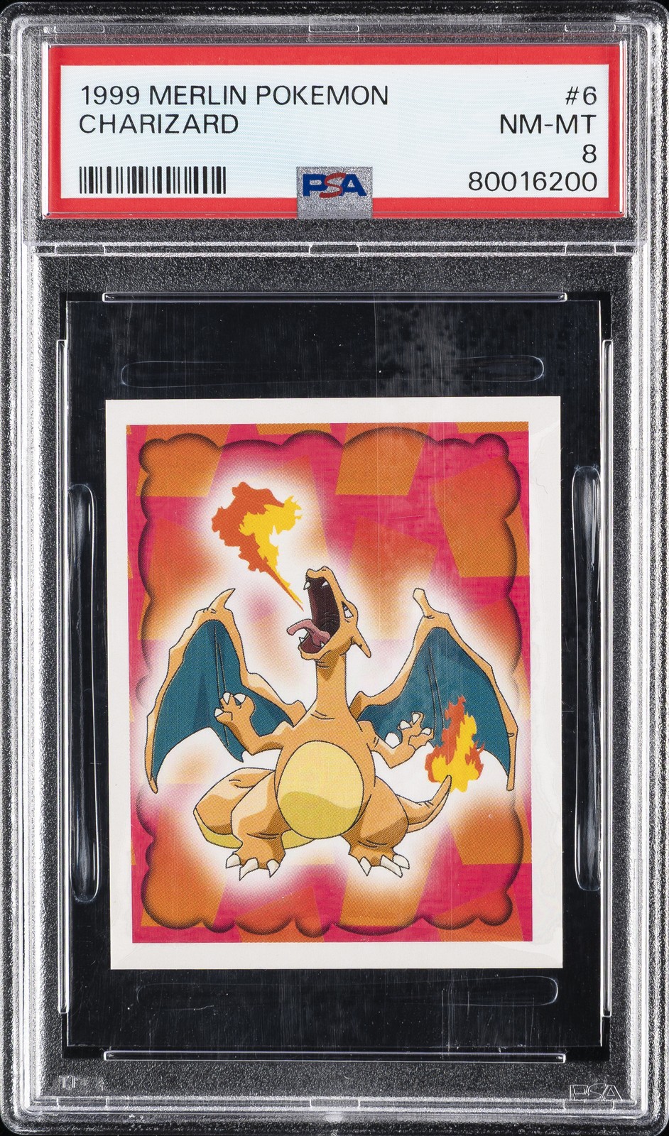 1999 MERLIN POKEMON #6 CHARIZARD PSA 8