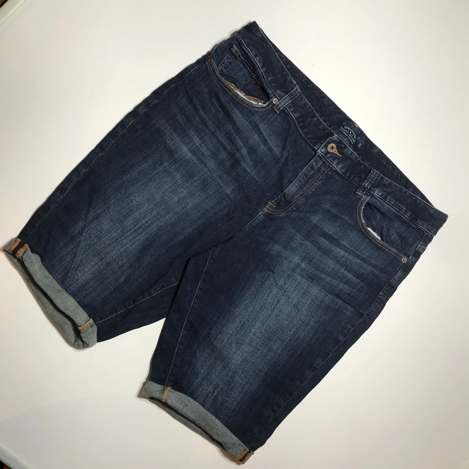 Lucky Brand Ginger Bermuda Shorts Size 20W Lightly Distressed Cuffed Dark Denim - Image 2 of 4