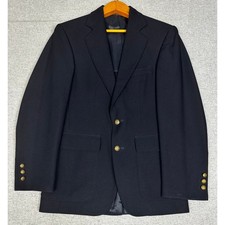 Edwards Navy Blue Blazer Mens 36R Gold Button Wool Sport Coat