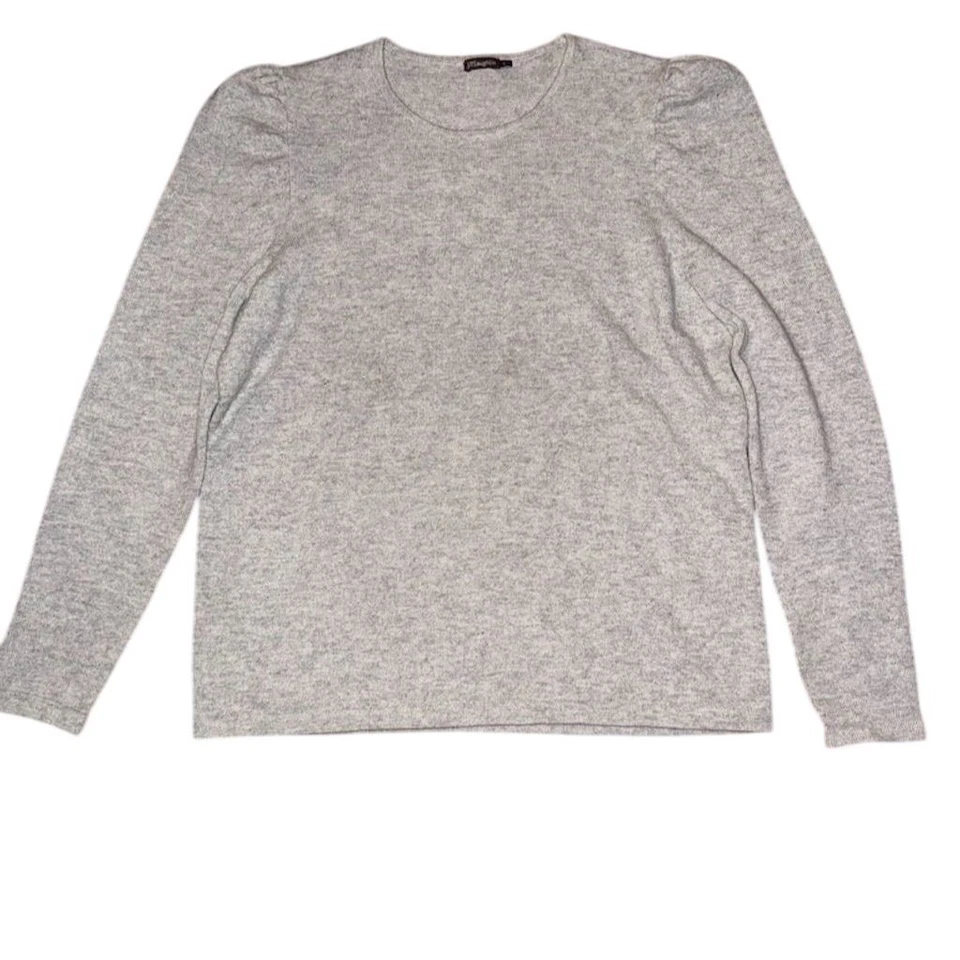 J. McLaughlin Women's Gray Cashmere Pullover Sweater Size L puff sleeve luxury - Image 3 of 4