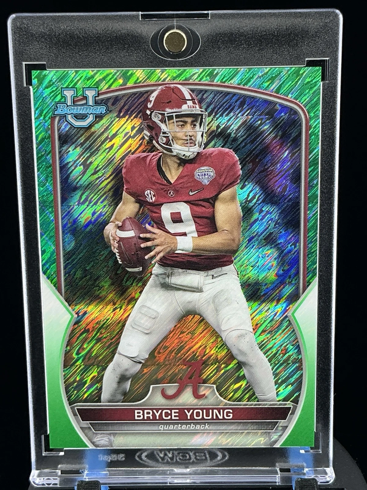 2022 Bowman University Chrome Bryce Young Green Shimmer Refractor /99 Alabama #1