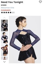 Weissman Elite Need You Tonight Black Blue Velvet Foil Dance Dress Costume SA MA