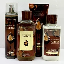 4 BATH & BODY WORKS CHOCOLATE AMBER NOURISHING BODY LOTION,MIST,CREAM,GEL