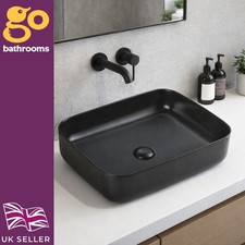 Modern Black Ceramic Countertop Basin 51cm Rectangular Bathroom Sink