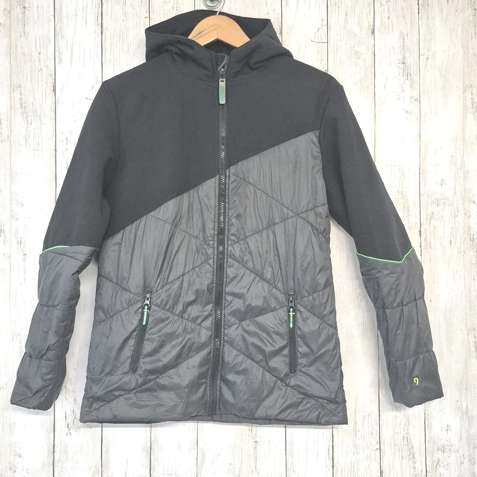 Womens Champion activewear quilted hoodie jacket fleece lined size XL 16-18 41"