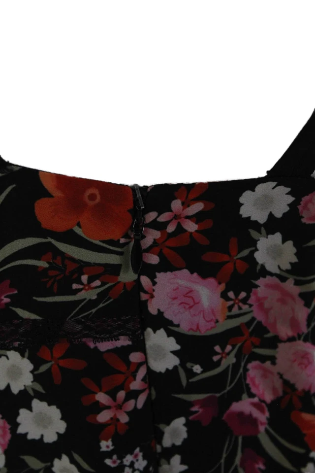 Goen J Womens Floral Print V-Neck Sleeveless Zip Up Maxi Dress Black Size S - Image 4 of 4