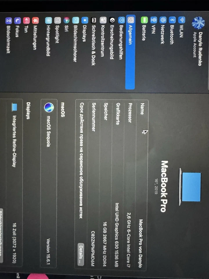 MacBook Pro 16" (2019) – 2,6 GHz i7, 16 GB RAM, 512 GB SSD – Top Zustand - Bild 2 von 4