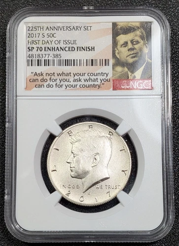 2017-S Enhanced Kennedy $1/2 NGC SP70 FDOI - Old Glory C&C Weekly 1c Auction!