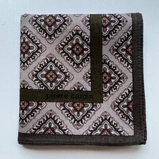 HANDKERCHIEF VINTAGE MEN'S POCKET SQUARE ART PATTERNED COTTON 17" A0042 