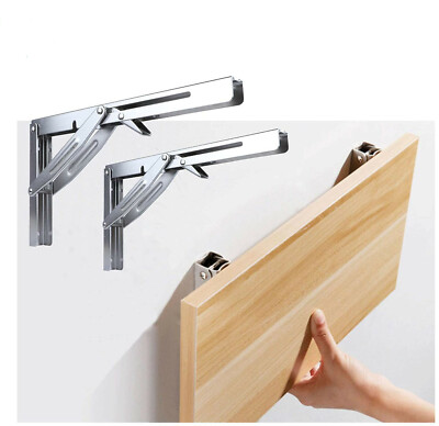 2X Stainless Steel 12'' Heavy Duty Folding Shelf Bracket Table Support 