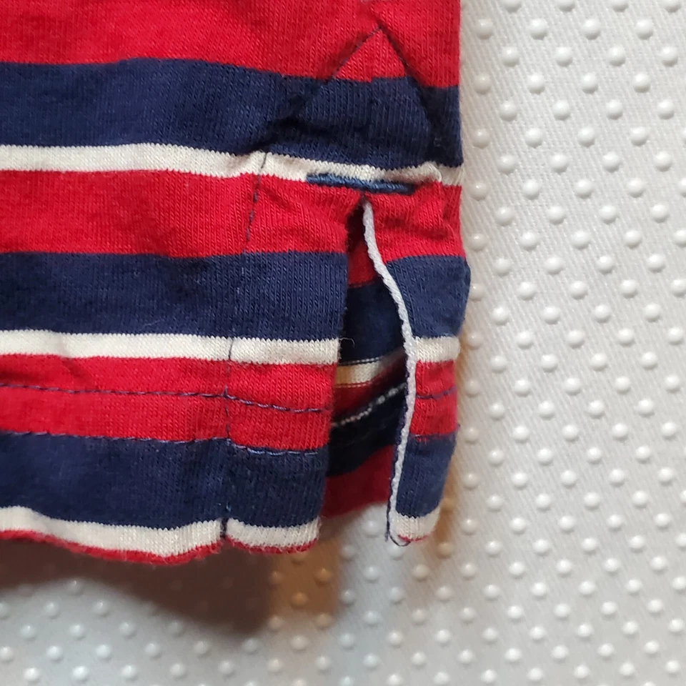 Camisa Polo Allen Solly Para Hombre Grande Roja Blanca Azul Rayas Bordado Logo Algodón Foto 4 de 4