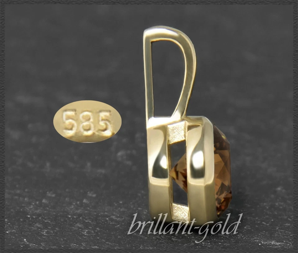 Diamant Anhänger aus 585 Gold, mit 0,92ct Brillant in cognac champagner, Si1-2 - Bild 4 von 4