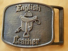 Vintage Men's Brass English Leather Belt Buckle Saddle Excellent Condition