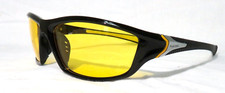 NEW Polarized Sunglasses wrap style Black plastic frame, Yellow Lens