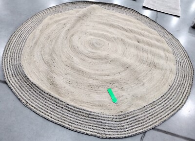 IVORY / STEEL GREY 8' X 8' Broken Thread Rug Reduced Price 1172750587 CAP204C-8R