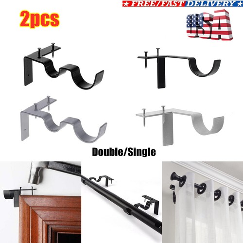 2pcs Kwik Hang Side Rod Bracket Support Center Curtain Into Window Frame
