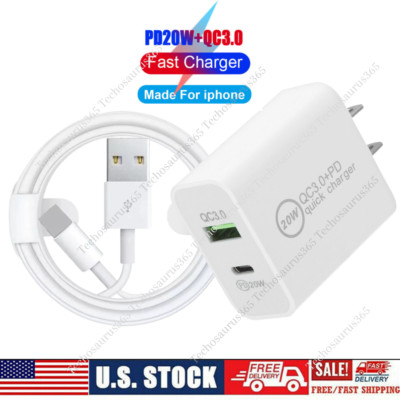 PD 20W QC 3.0 USB Fast Wall Charger Block Power Adapter For iPhone 13/12/11/XR X