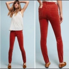 Pilcro and the Letterpress Luxe Red High Rise Skinny Velvet Jeans Size 26