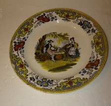 ASSIETTE PLATE  DEBUT 19 ème EN COULEUR DE CREIL 5 MARQUE CREIL EN CREUX