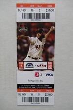 SAN FRANCISCO GIANTS VS ROCKIES 10/4/2015 FULL TICKET ~ COREY DICKERSON HR